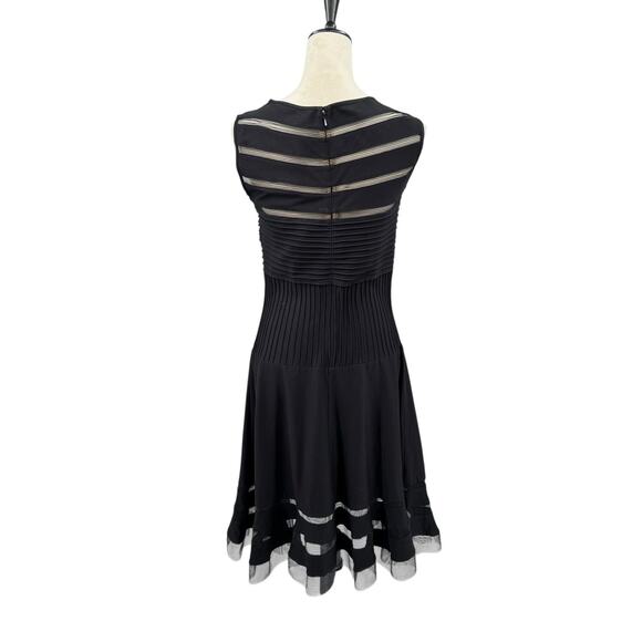 Tadashi Shoji Flip Hem Black Sheer Mesh Knit Mini Sleeveless Cocktail Dress - Picture 5 of 14
